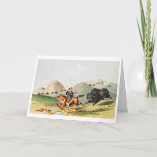 Bison hunting scene 1845 feestdagen kaart (Voorkant)