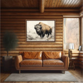 Bison in Bossen Impressionistisch Schilderen - AI Poster