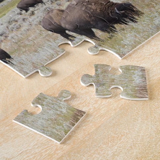 Bison in de Hayden-vallei van Yellowstone Legpuzzel (Zijkant)