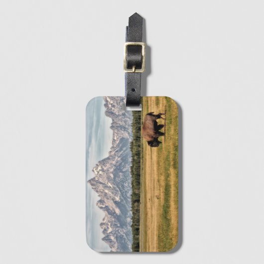 Bison in de Tetons Bagagelabel (Voorkant (verticaal))