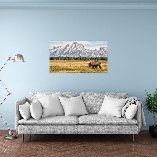 Bison in de Tetons Canvas Afdruk