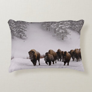 Bison in de winter decoratief kussen
