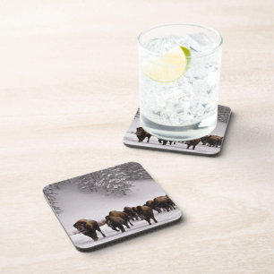 Bison in de winter drankjes onderzetter