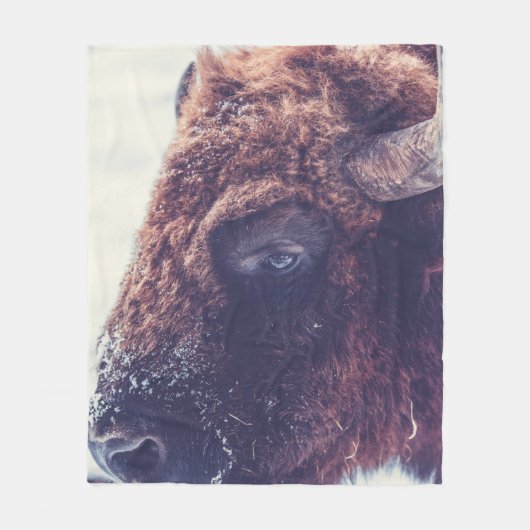BISON IN DE WINTER FLEECE DEKEN (Voorkant)