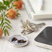 Bison in de winter sleutelhanger (Zijkant)