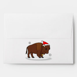 Bison in een Santa Hat op het Vakantie Envelop