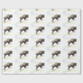 Bison in het storm van de winter cadeaupapier (Vlak)