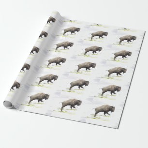 Bison in het storm van de winter cadeaupapier