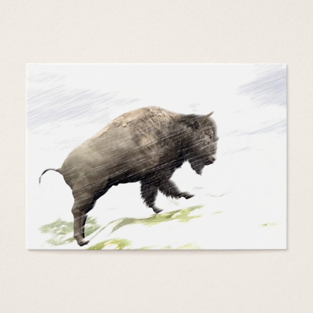 Bison in het storm van de winter visitekaartjes (Voorkant)
