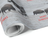Bison in sneeuwkerstpapier cadeaupapier (Rol Hoek)
