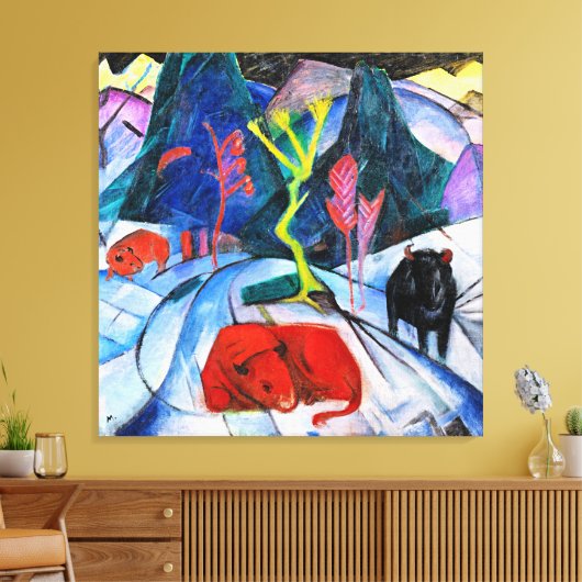 Bison in Winter, schilderij van Franz Marc Canvas Afdruk (Insitu (Woonkamer))