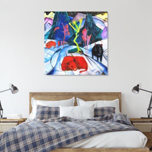 Bison in Winter, schilderij van Franz Marc Canvas Afdruk (Insitu (Slaapkamer))