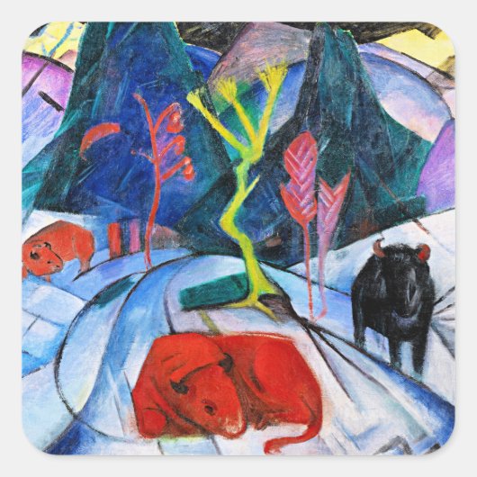 Bison in Winter van Franz Marc Vierkante Sticker (Voorkant)