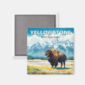 Bison in Yellowstone National Park Magneet (Voorkant / Achterkant)