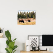 Bison in Yellowstone National Park Wyoming Poster (Thuiskantoor)