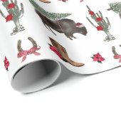 Bison kerstboom Ranch Wild West Kerstmis Wra Cadeaupapier (Rol Hoek)