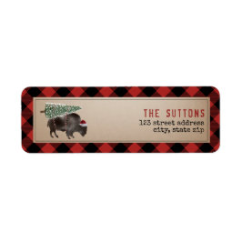 Bison kerstboom Santa Buffalo Rustic Pset Etiket
