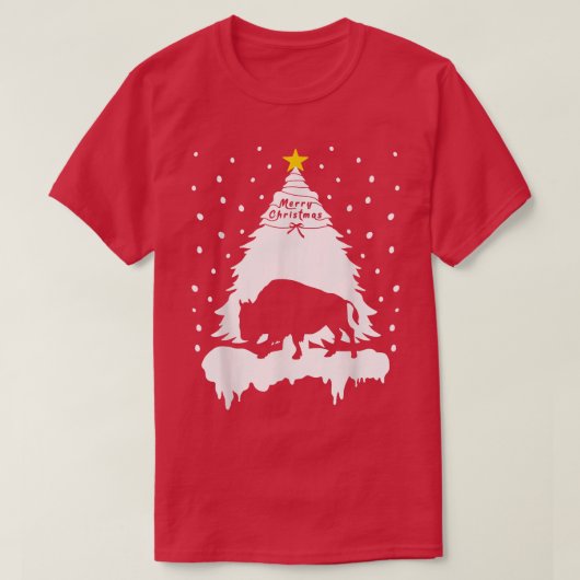Bison kerstboom voor Mannen in het gezin 20 jaar T-shirt (Design voorkant)