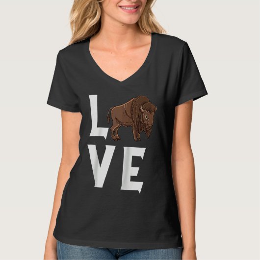 Bison Love Cow Buffalo National Park Western Wildl T-shirt (Voorkant)