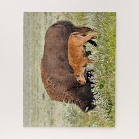 Bison Mama en Baby Design Puzzle Legpuzzel (Verticaal)