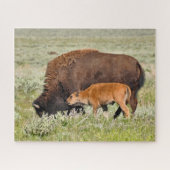 Bison Mama en Baby Design Puzzle Legpuzzel (Horizontaal)