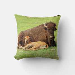 Bison moeder en kalf Sierkussen