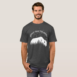 Bison Moon Wood Stars Droom Grote Trekking Reizen T-shirt