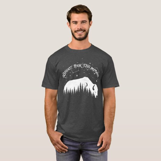 Bison Moon Wood Stars Droom Grote Trekking Reizen T-shirt (Voorkant volledig)