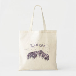 Bison Moon Wood Stars Galaxy PurpleTrekking Reizen Tote Bag