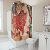 Bison Petroglyph Native American Shower Curtain Douchegordijn (In situ)