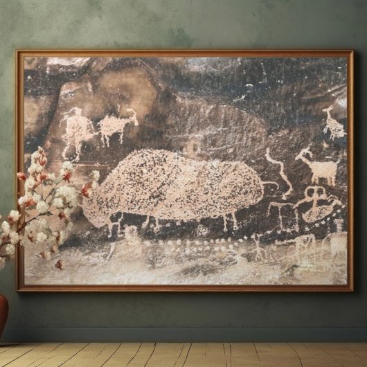 Bison Pictograaf, 9 Mile Canyon, Utah Poster