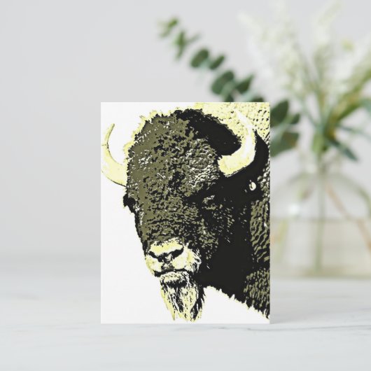 Bison Pop Art Briefkaart (Staand voorkant)