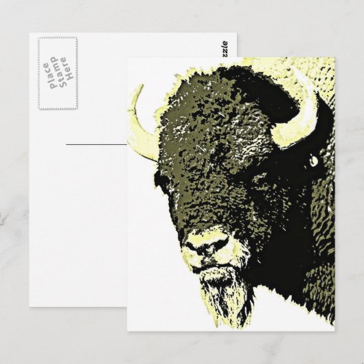 Bison Pop Art Briefkaart (Voorkant / Achterkant)