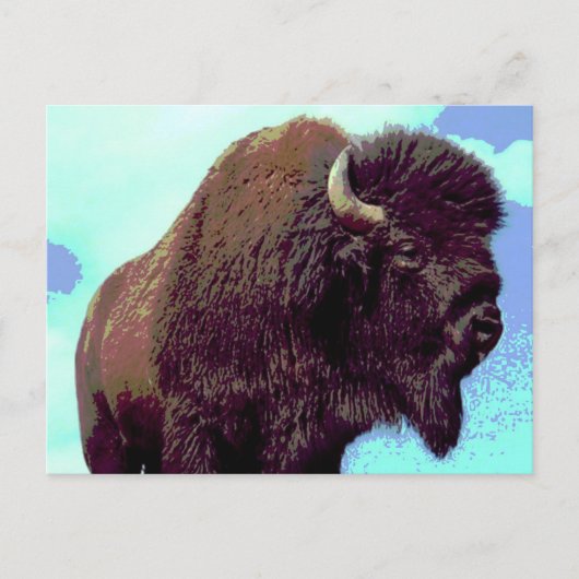 Bison Pop Art Briefkaart (Voorkant)