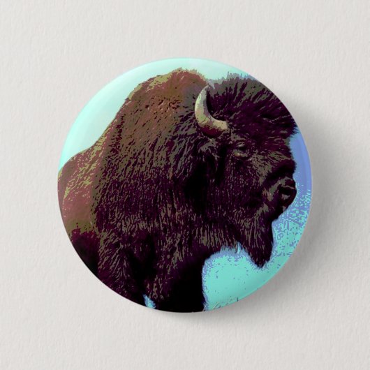 Bison Pop Art Ronde Button 5,7 Cm (Voorkant)
