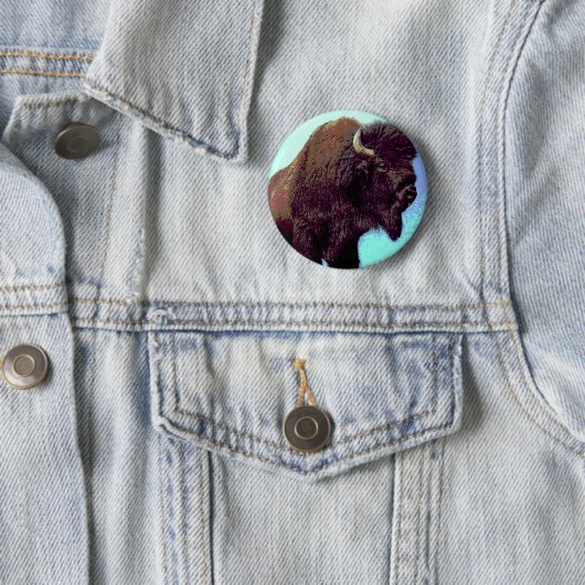 Bison Pop Art Ronde Button 5,7 Cm (In situ)