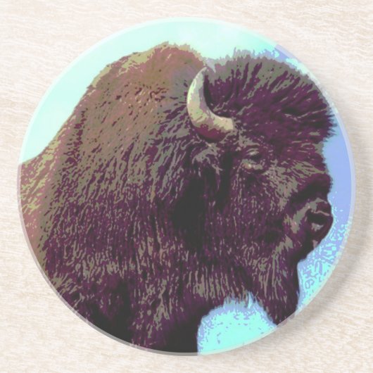 Bison Pop Art Zandsteen Onderzetter (Voorkant)