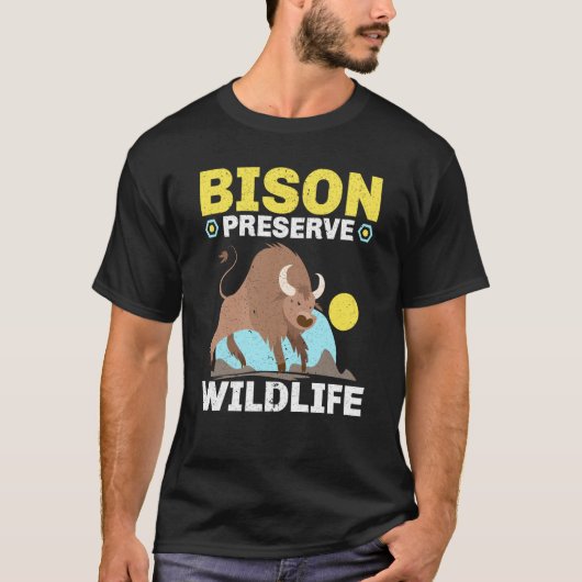 Bison Preserve Wildlife Animal Bull Bison Buffalo  T-shirt (Voorkant)