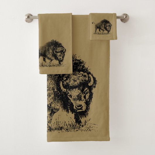 Bison Print Western Bath-handdoekset Bad Handdoek (Insitu)