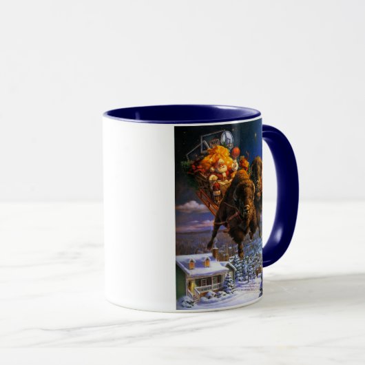 Bison Pulling Santa Claus Mok (Voorkant rechts)