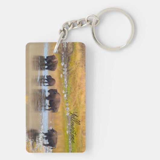 Bison River Crossing Yellowstone National Park, Ve Sleutelhanger (achterkant)