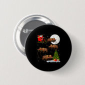 Bison Santa Sleigh Flying Funny Magical Christmas Ronde Button 5,7 Cm (Voorkant /achterkant)