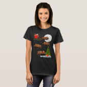 Bison Santa Sleigh Flying Funny Magical Christmas T-shirt (Voorkant volledig)