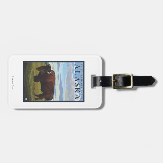 Bison Scene - Chitina River Basin, Alaska Bagagelabel (Voorkant horizontaal)