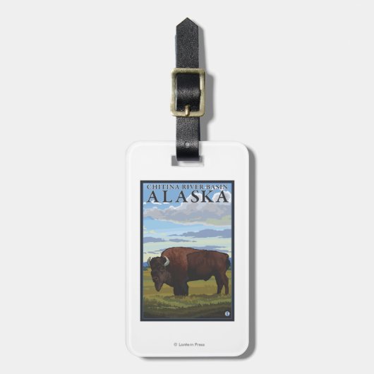 Bison Scene - Chitina River Basin, Alaska Bagagelabel (Voorkant verticaal)