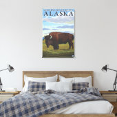 Bison Scene - Chitina River Basin, Alaska Canvas Afdruk (Insitu (Slaapkamer))