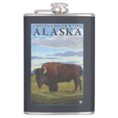 Bison Scene - Chitina River Basin, Alaska Heupfles (Voorkant)