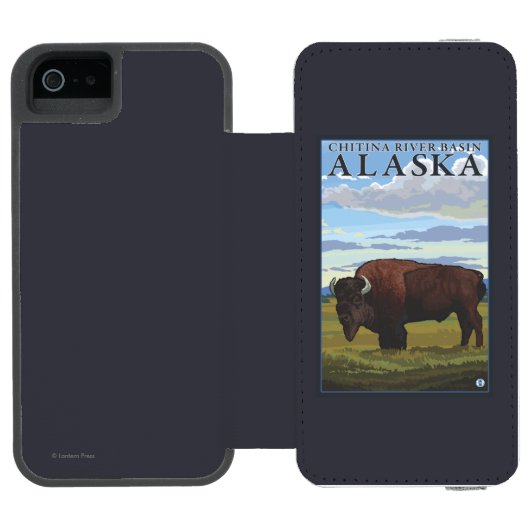 Bison Scene - Chitina River Basin, Alaska Incipio iPhone Portemonnee Hoesje (Agenda Open)