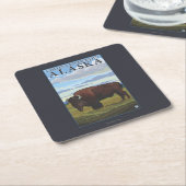 Bison Scene - Chitina River Basin, Alaska Kartonnen Onderzetters (Schuin)