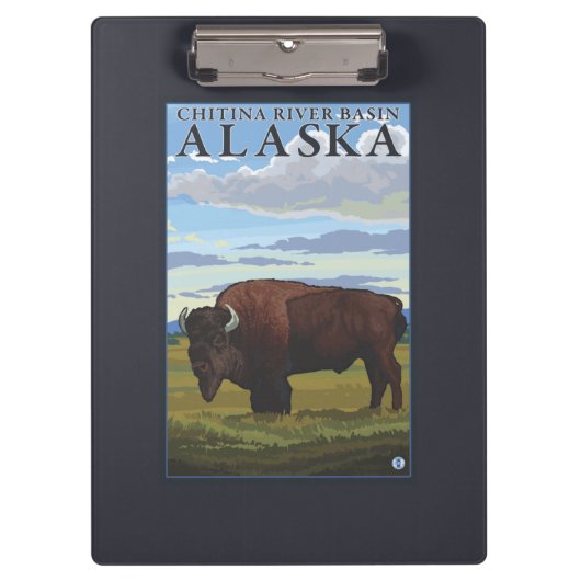 Bison Scene - Chitina River Basin, Alaska Klembord (Voorkant)
